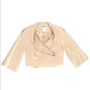 Karl Lagerfeld Vintage 90s Cropped Champagne Gold Double Breasted Blazer Jacket